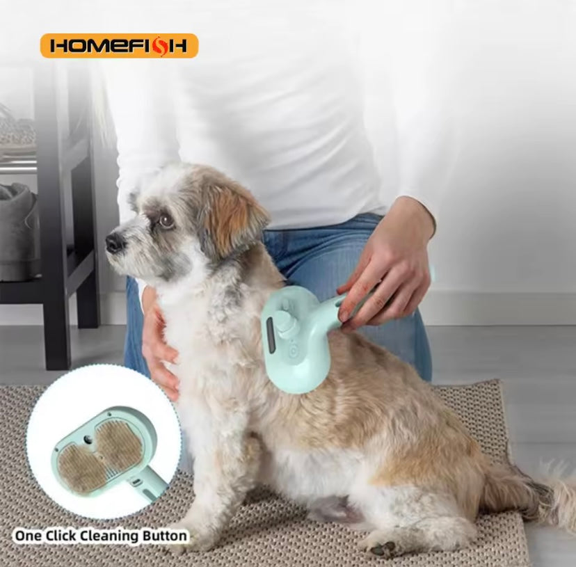 Brosse vapeur anti-poils pour chien et chat – Massage & nettoyage